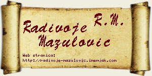 Radivoje Mazulović vizit kartica